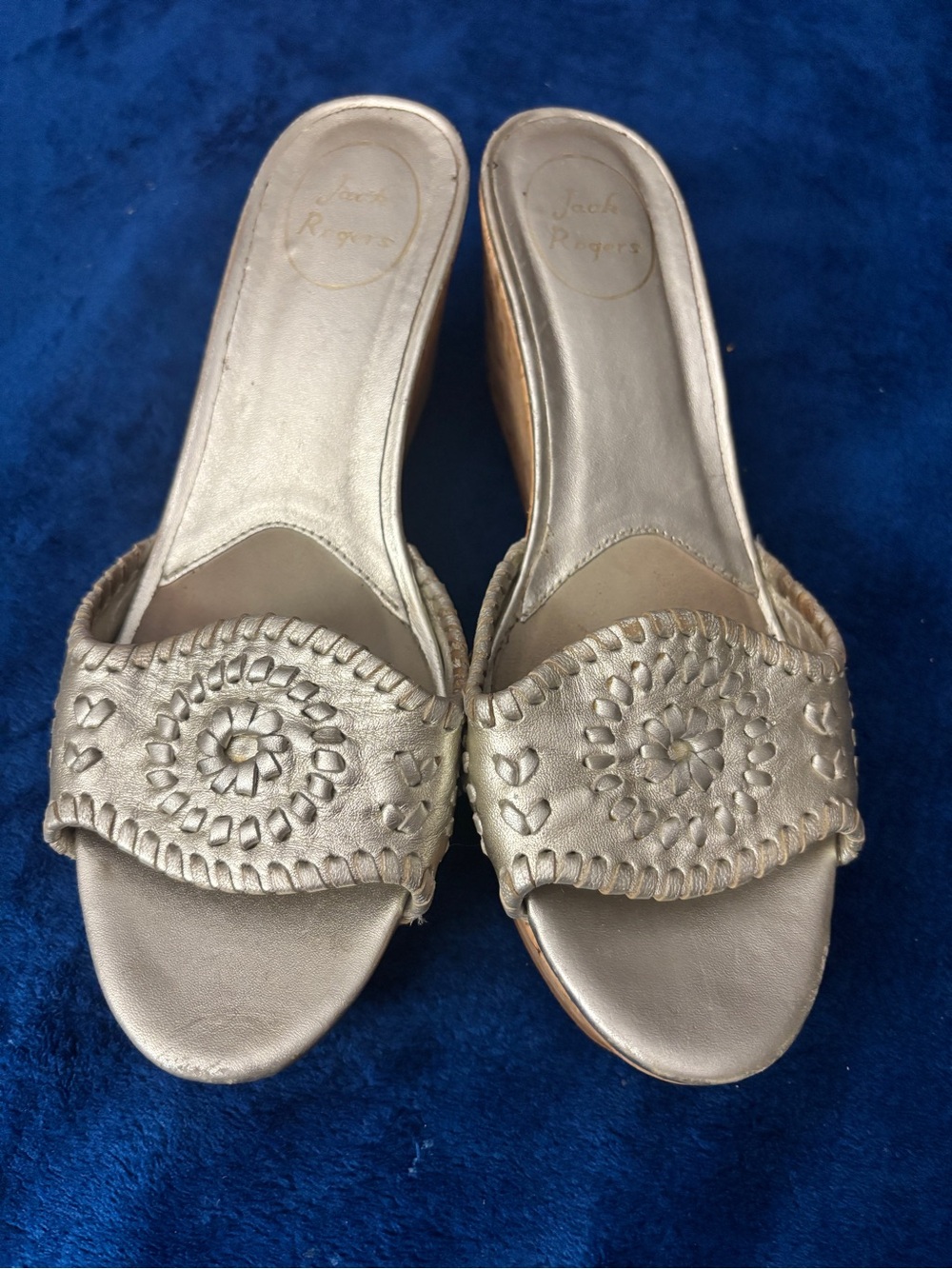 Jack Rogers Metallic Gold Woven Slide Sandals